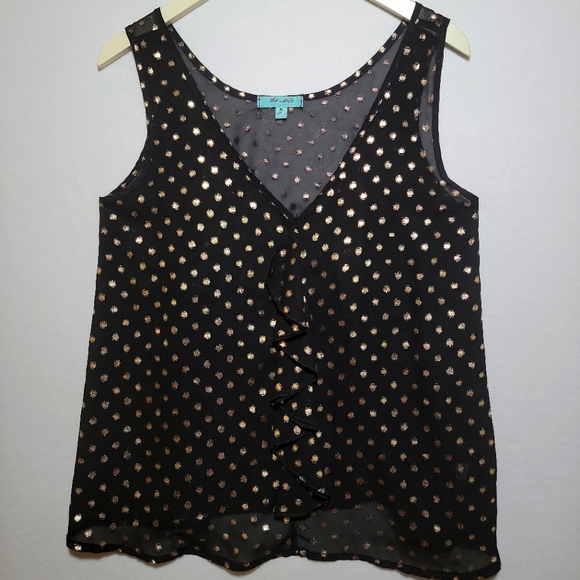 The Arte By Zenana Black & Gold Dots Women’s Tank Top Size Medium. - Picture 1 of 5